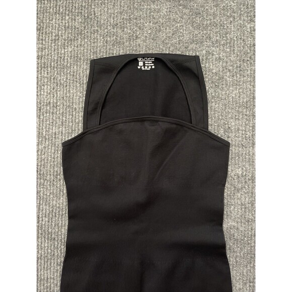 OQQ Medium Black Bodysuit Stretch Slimming Ribbed Square Neck Jumpsuit One Piece - Picture 6 of 8